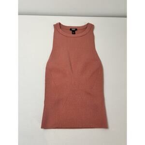 Express Body Contour Ribbed High Neck Tank XS Pink Sleeveless Knit Top